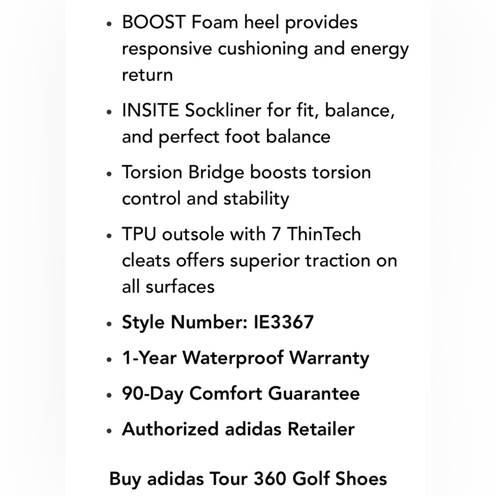Adidas Tour 360 Men’s Golf Shoes-White and Gold-Size 11.5 NIB⛳️ - Picture 11 of 13